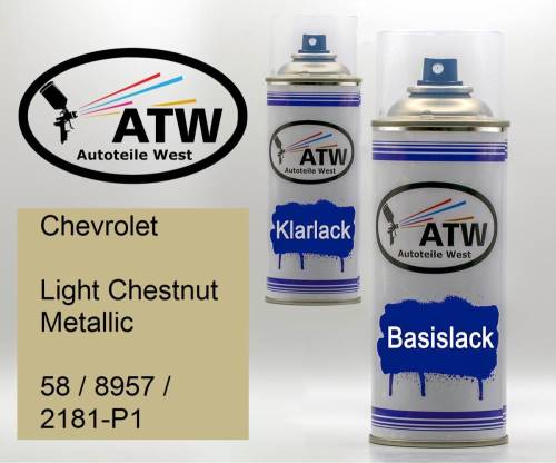 Chevrolet, Light Chestnut Metallic, 58 / 8957 / 2181-P1: 400ml Sprühdose + 400ml Klarlack - Set, von ATW Autoteile West.
